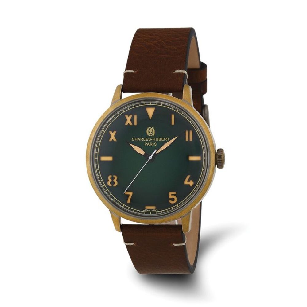 Charles Hubert Antique Gold Stainless Green Dial Quartz Watch